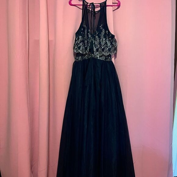 Teeze Me Nights Formal Blue Dress Maxi Prom Like New Size 15 - Picture 15 of 16